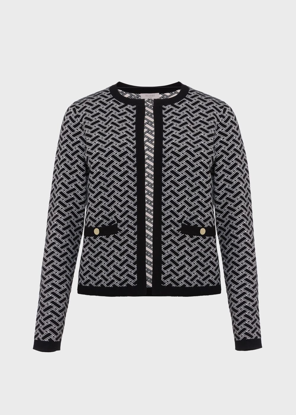Perrie Knitted Jacket, Black Ivory, hi-res