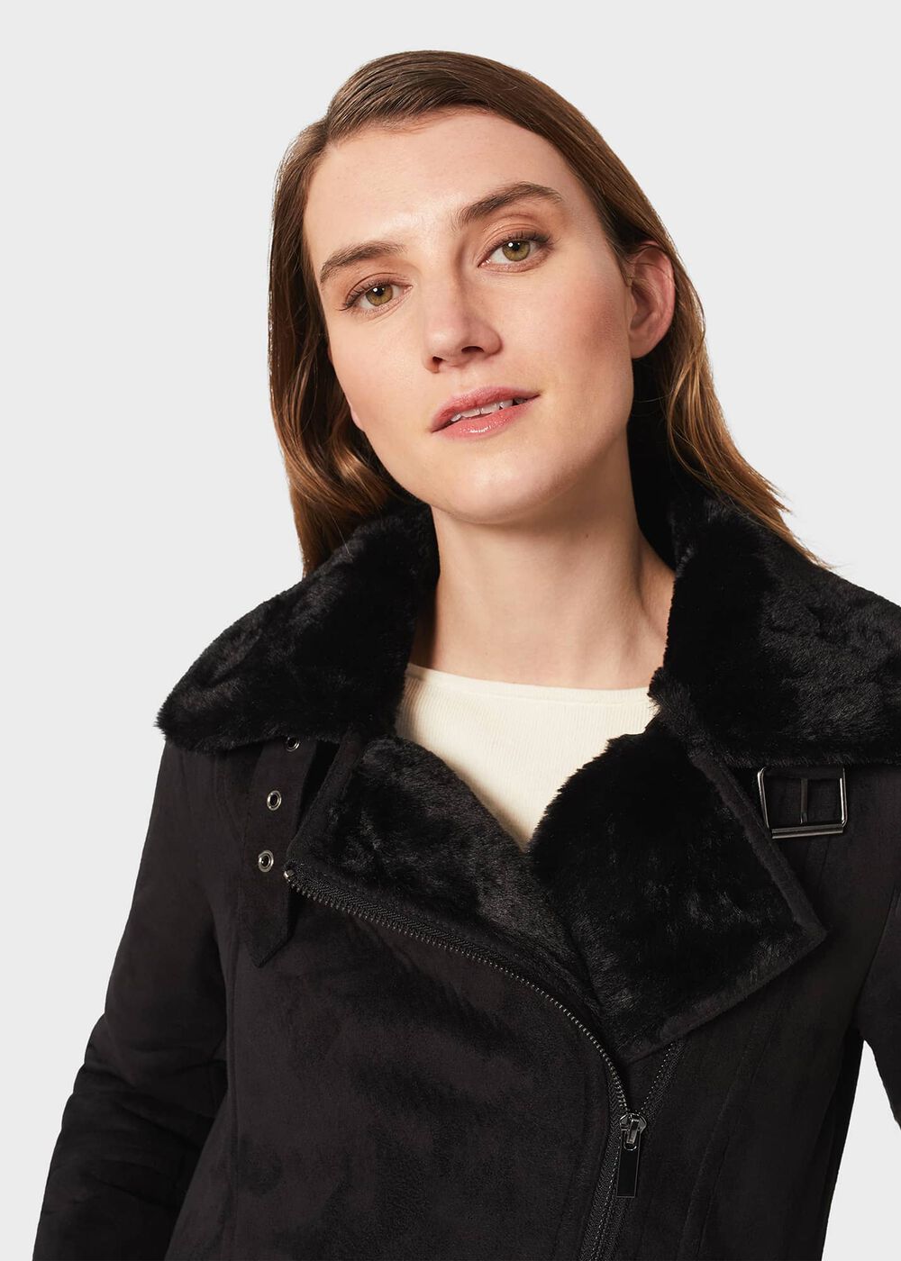 Alana Fur Jacket, Black, hi-res