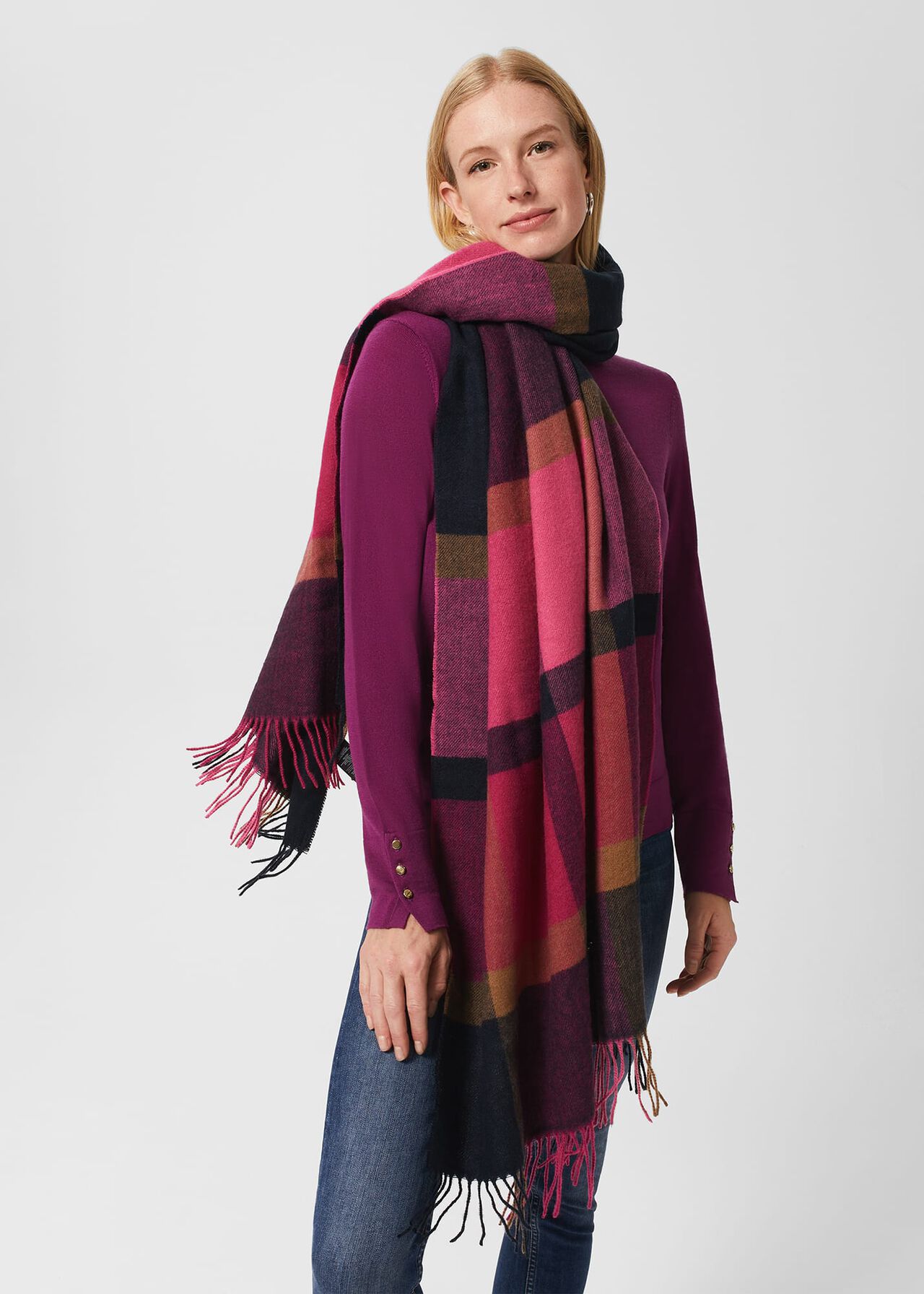 Elsa Scarf, Navy, hi-res