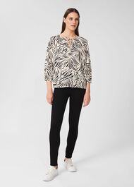 Dania Printed Blouse, Cream Black, hi-res