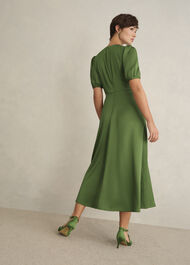 Petite Isabelle Textured Satin Dress, Bay Leaf Green, hi-res