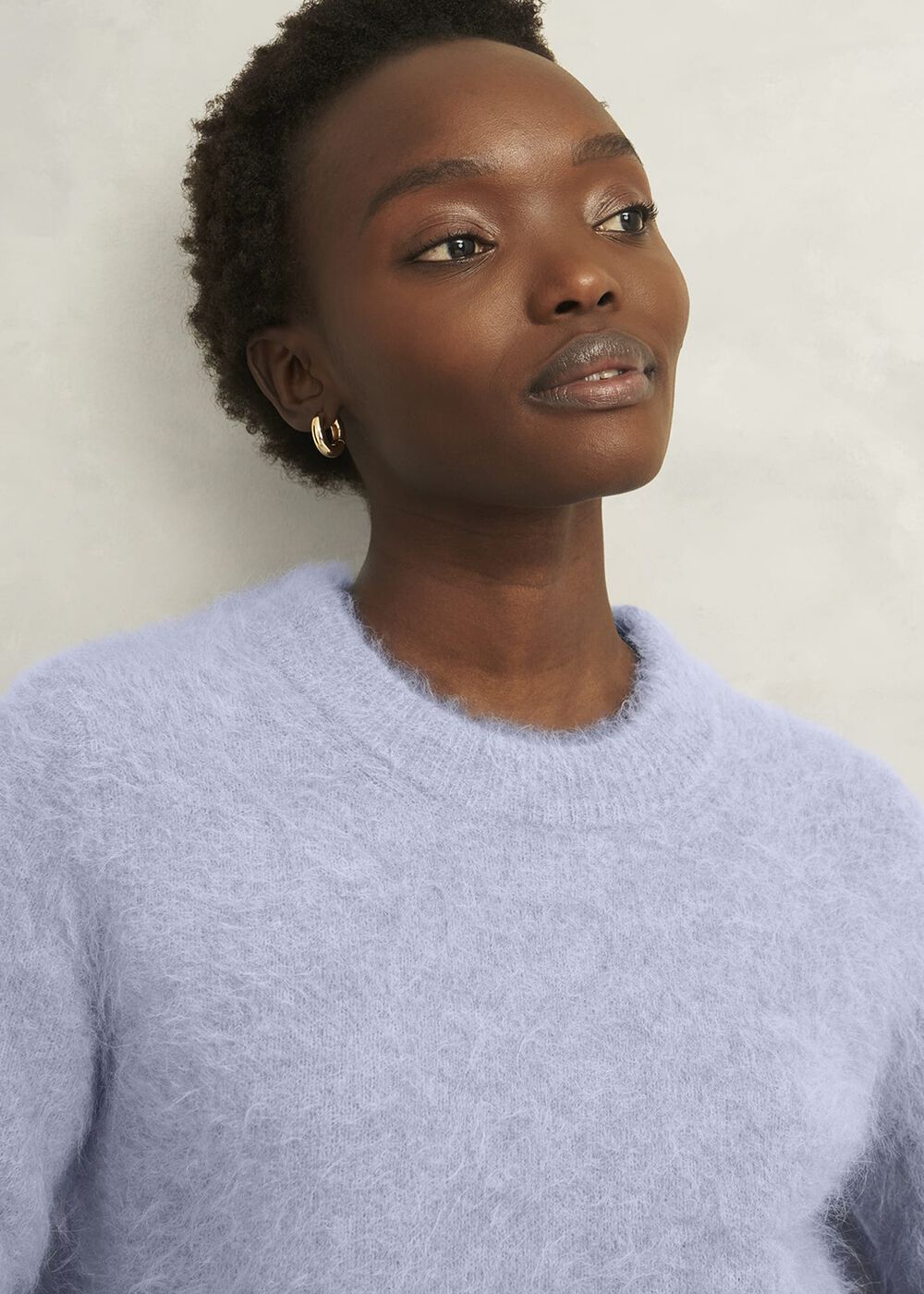 Felicity Alpaca Blend Fluffy Brushed Jumper, Pale Blue Marl, hi-res