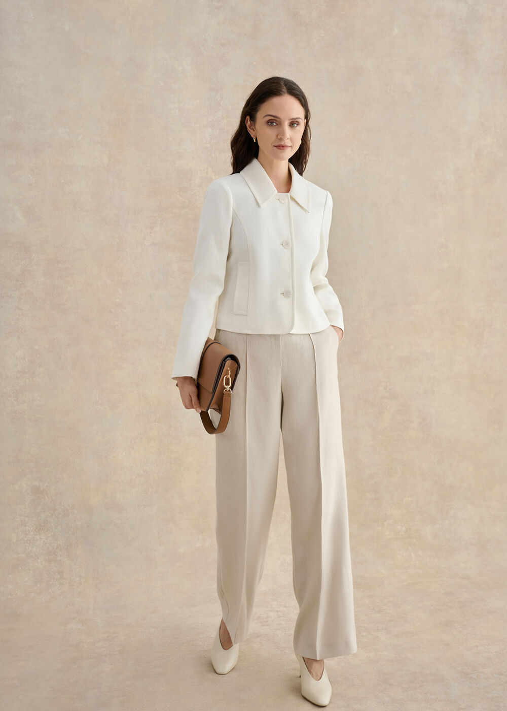 Adeen Linen Jacket, Ivory, hi-res