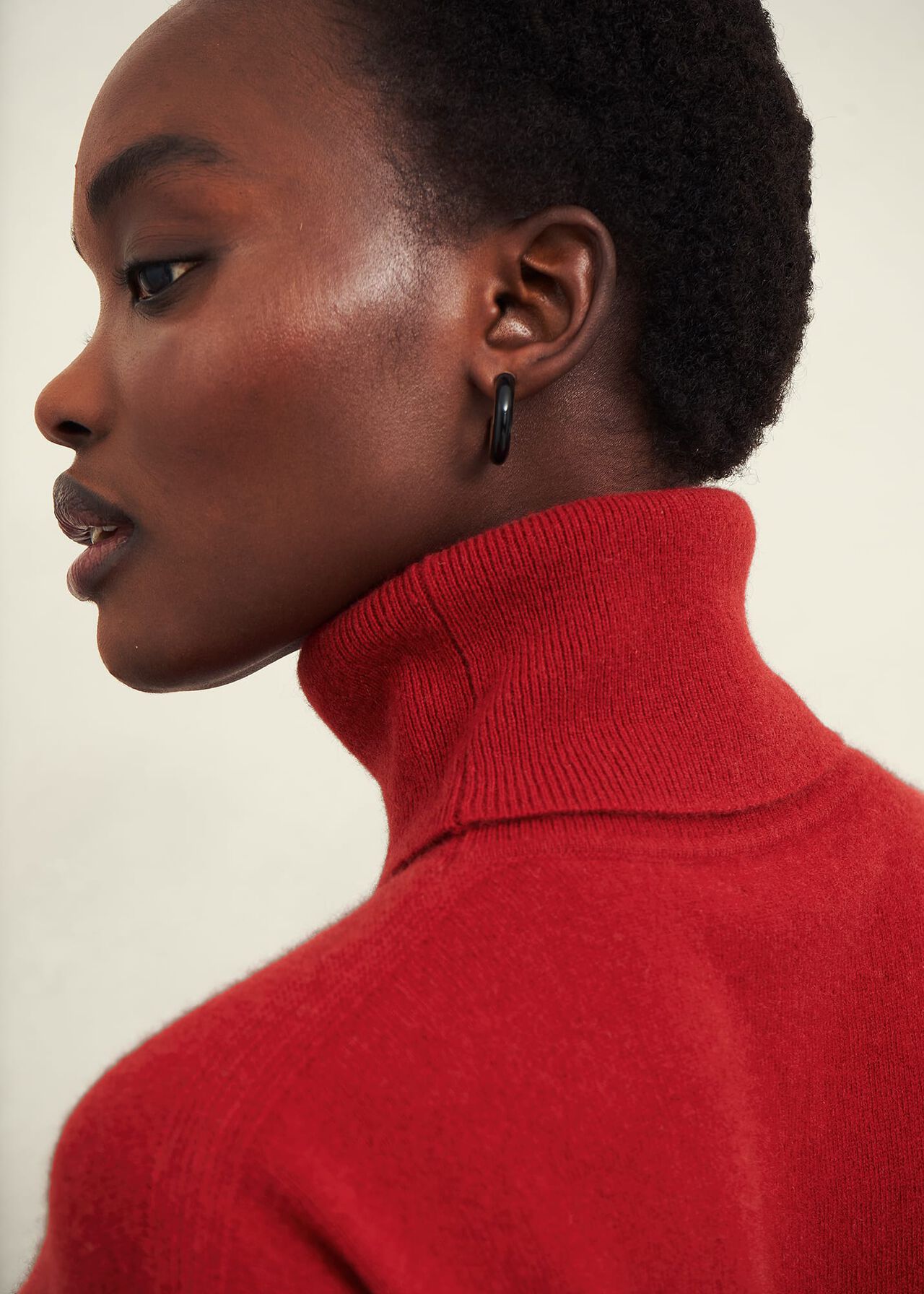 Delora Cashmere Roll Neck Jumper, Pomegranate Red, hi-res