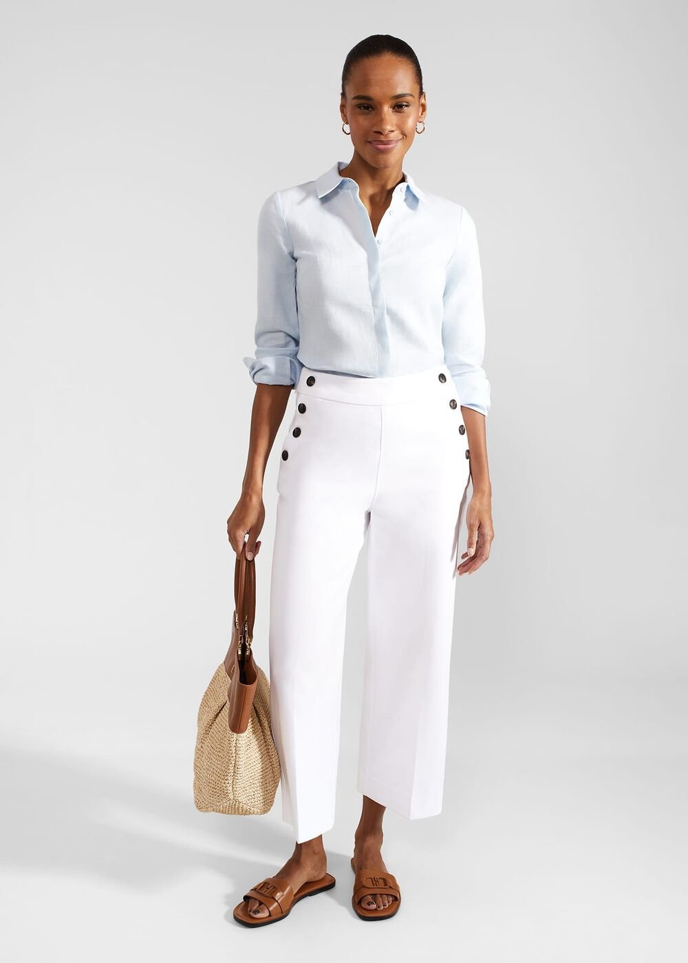 Victoria Linen Shirt, Pale Blue, hi-res