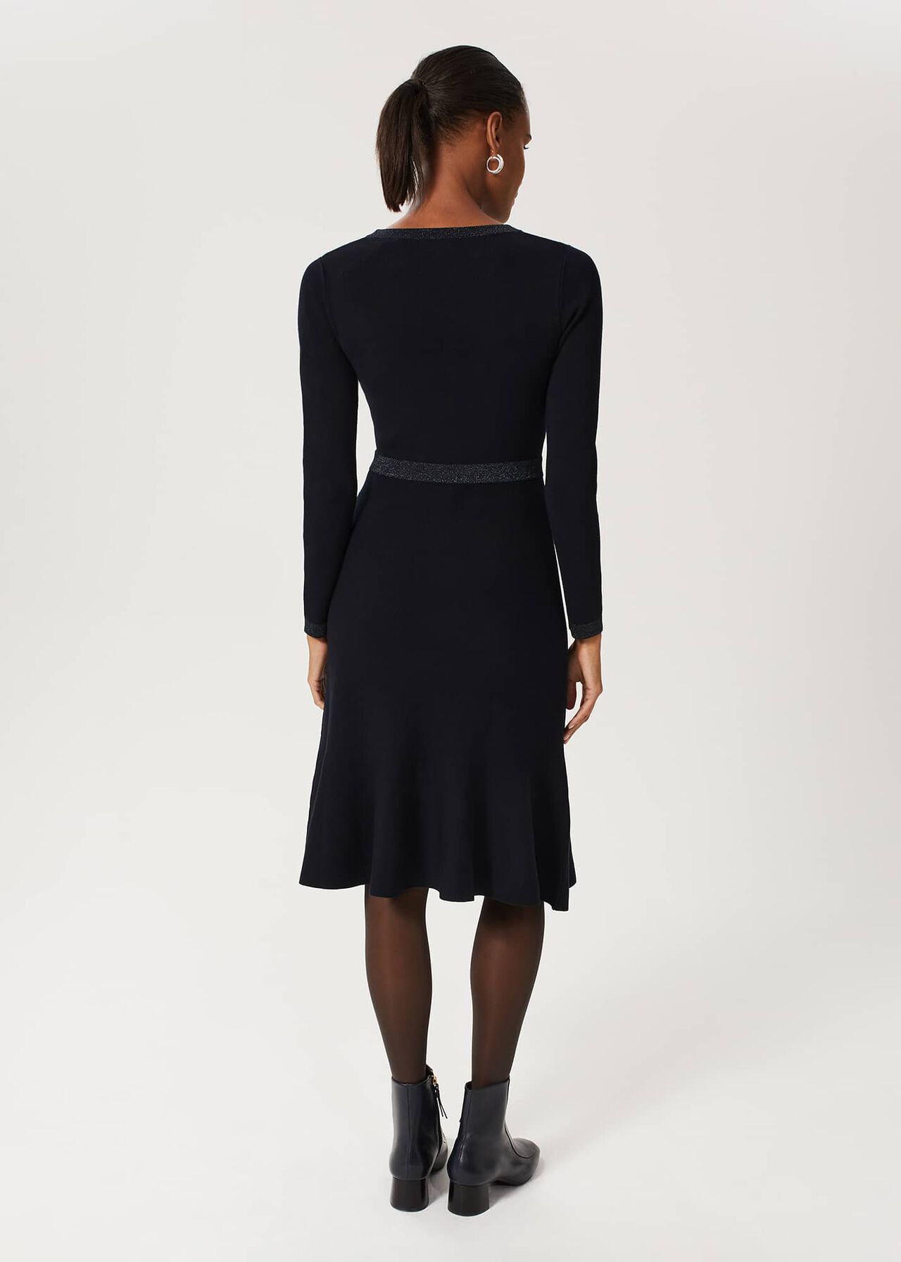 Cleo Knitted Dress, Navy, hi-res