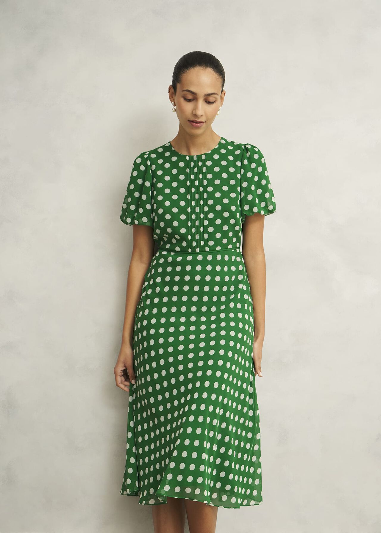 Dorothy Spot Dress, Green Ivory, hi-res