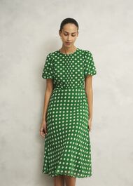 Dorothy Spot Dress, Green Ivory, hi-res