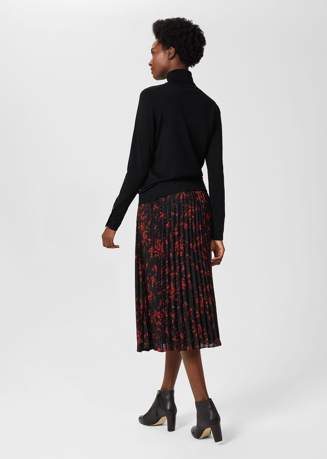 Losie Midi Pleated Skirt, Black Multi, hi-res