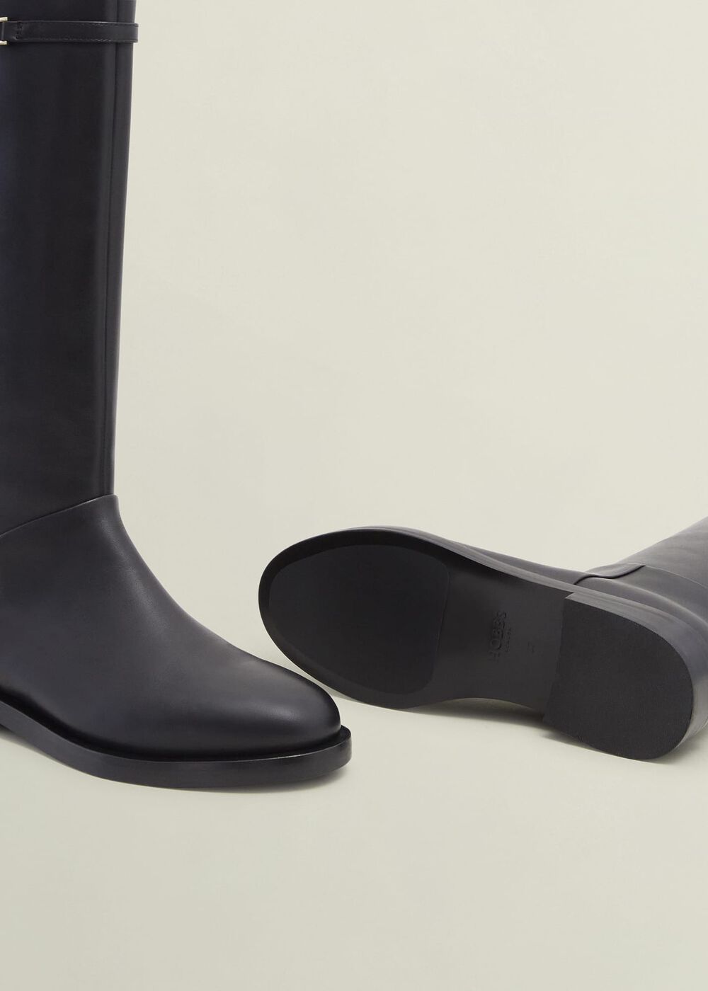 Uma Leather Knee Boots, Black, hi-res