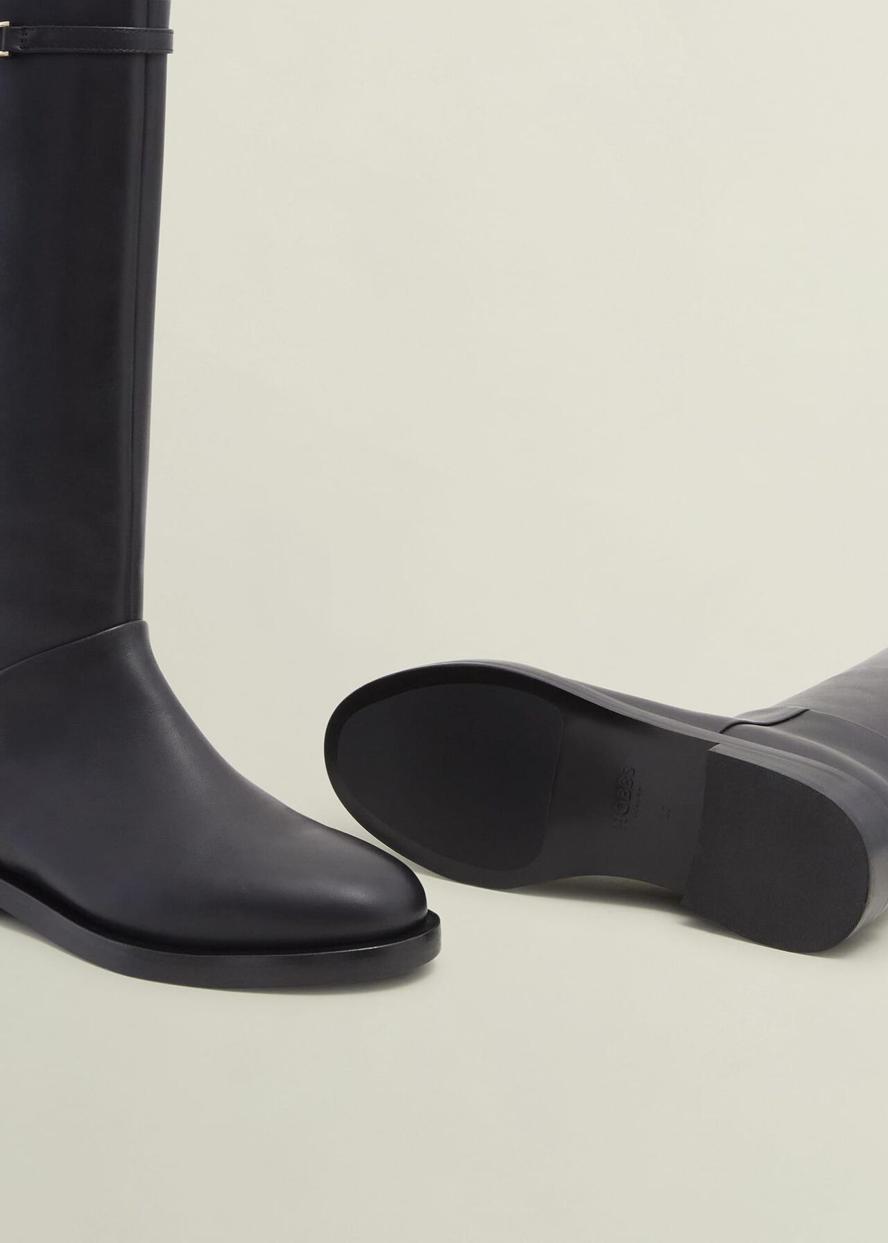 Uma Leather Knee Boots, Black, hi-res