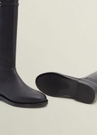 Uma Leather Knee Boots, Black, hi-res