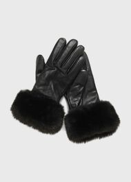 Ellie Leather Gloves, Black, hi-res
