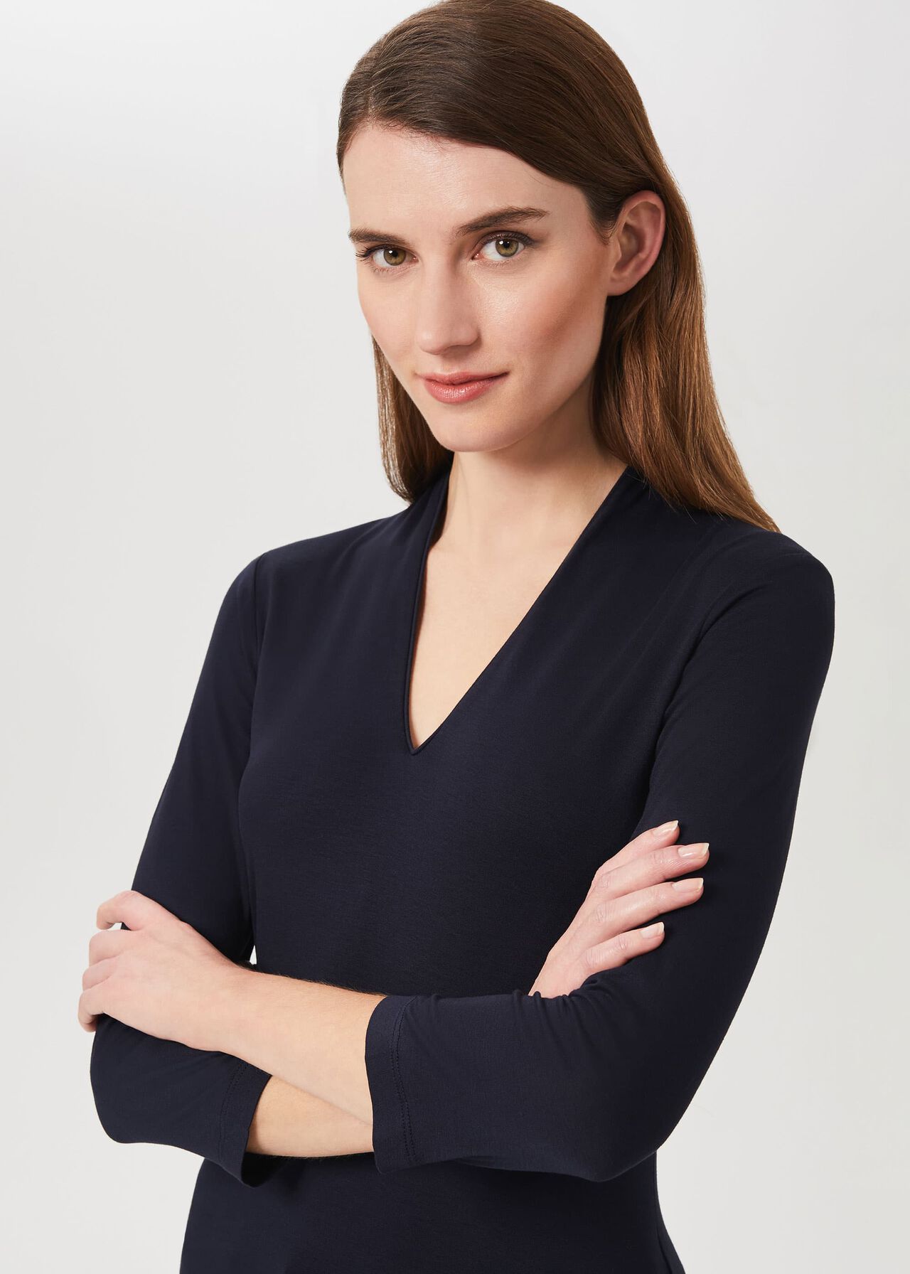 Aimee Double Fronted Top, Navy, hi-res