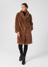 Georgia Faux Fur Coat, Camel, hi-res