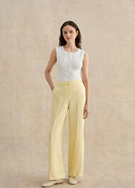 Adalee Linen Wide Leg Trousers, Soft Yellow, hi-res