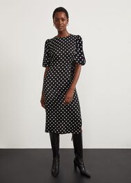 Charlton Spot Dress, Black Cream, hi-res