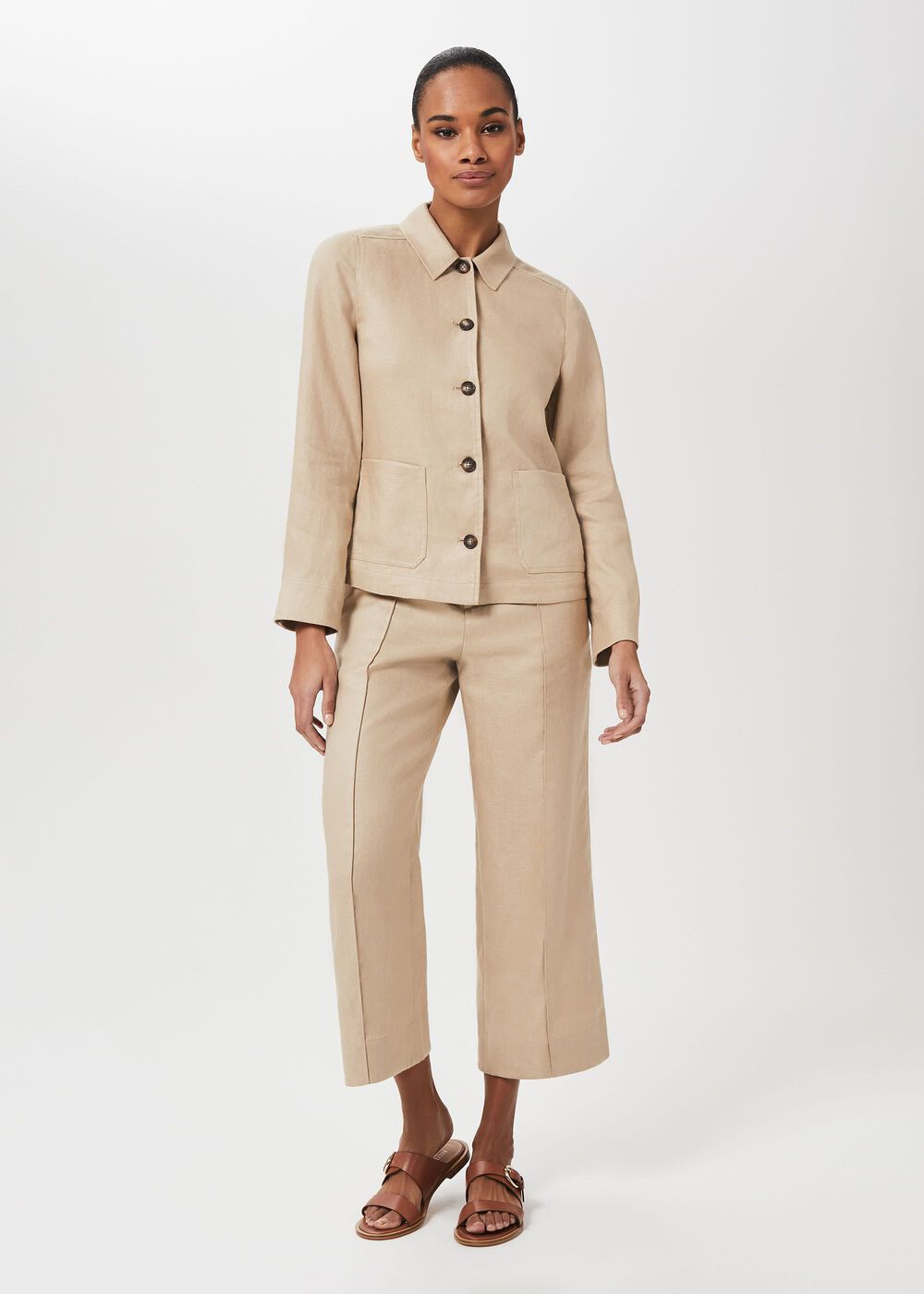 Kiera Linen Jacket, Sand, hi-res