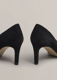 Lizzie Suede Court Shoes, Black, hi-res