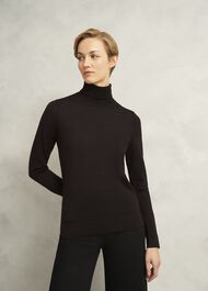 Lara Merino Rollneck Sweater, Alder Brown, hi-res