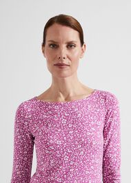 Sonya Printed Top, Violet Ivory, hi-res