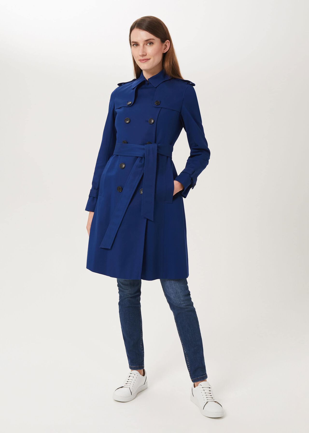 Saskia Water Resistant Trench Coat, Cobalt, hi-res