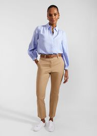 Sabrina Shirt With Linen, Blue, hi-res