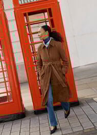 Oakley Suede Trench Coat, Tan, hi-res