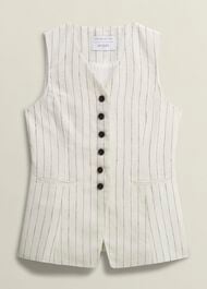 Groombridge Linen Waistcoat, Ivory Navy, hi-res