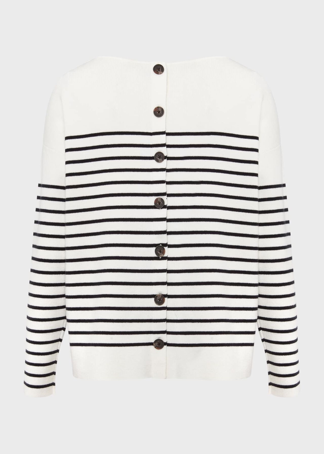 Petra Cotton Striped Jumper, Ivory Navy, hi-res