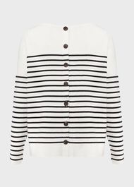 Petra Cotton Striped Jumper, Ivory Navy, hi-res