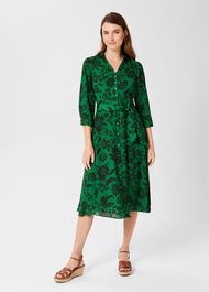 Dalia Floral Fit And Flare Dress, Apple Artichoke, hi-res