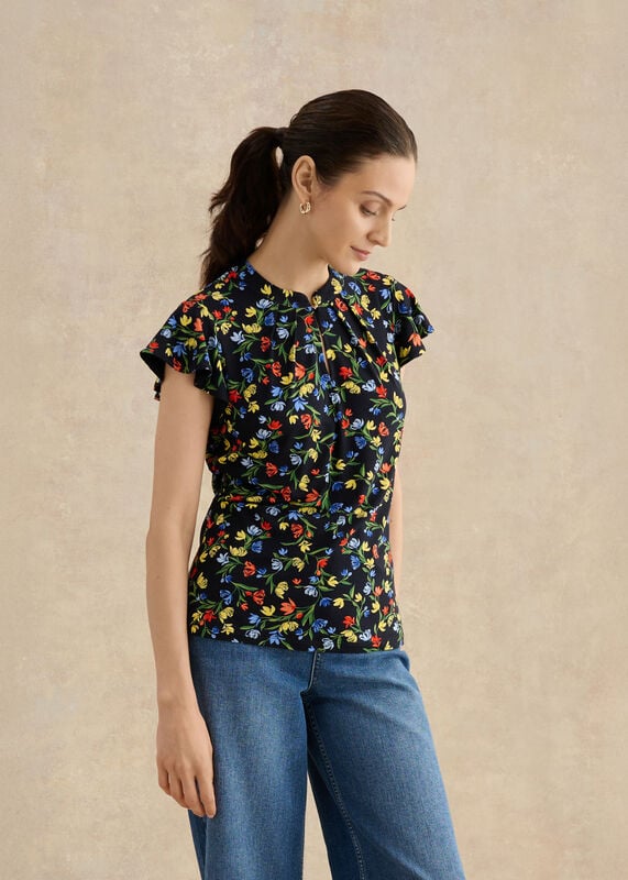 Lila Ruffle Sleeve Printed Top