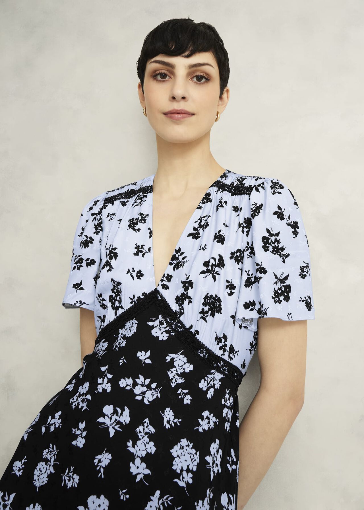 Arlington Tea Dress, Black Blue, hi-res