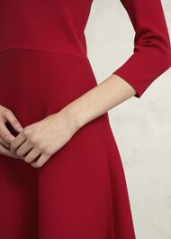 Red Scarlett V Neck Knitted Dress, Pomegranate Red, hi-res