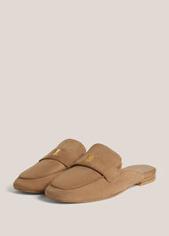 Lola Suede Backless Loafers, Light Tan, hi-res