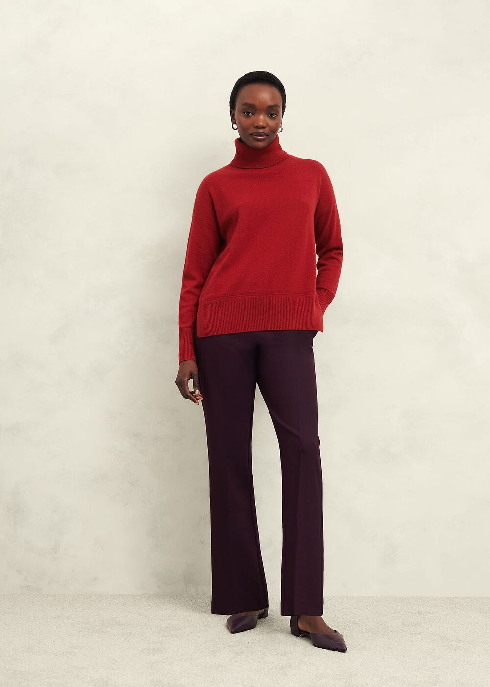 Delora Cashmere Roll Neck Jumper, Pomegranate Red, hi-res
