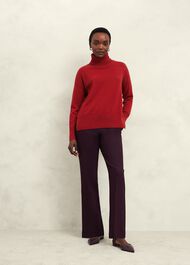 Delora Cashmere Roll Neck Jumper, Pomegranate Red, hi-res