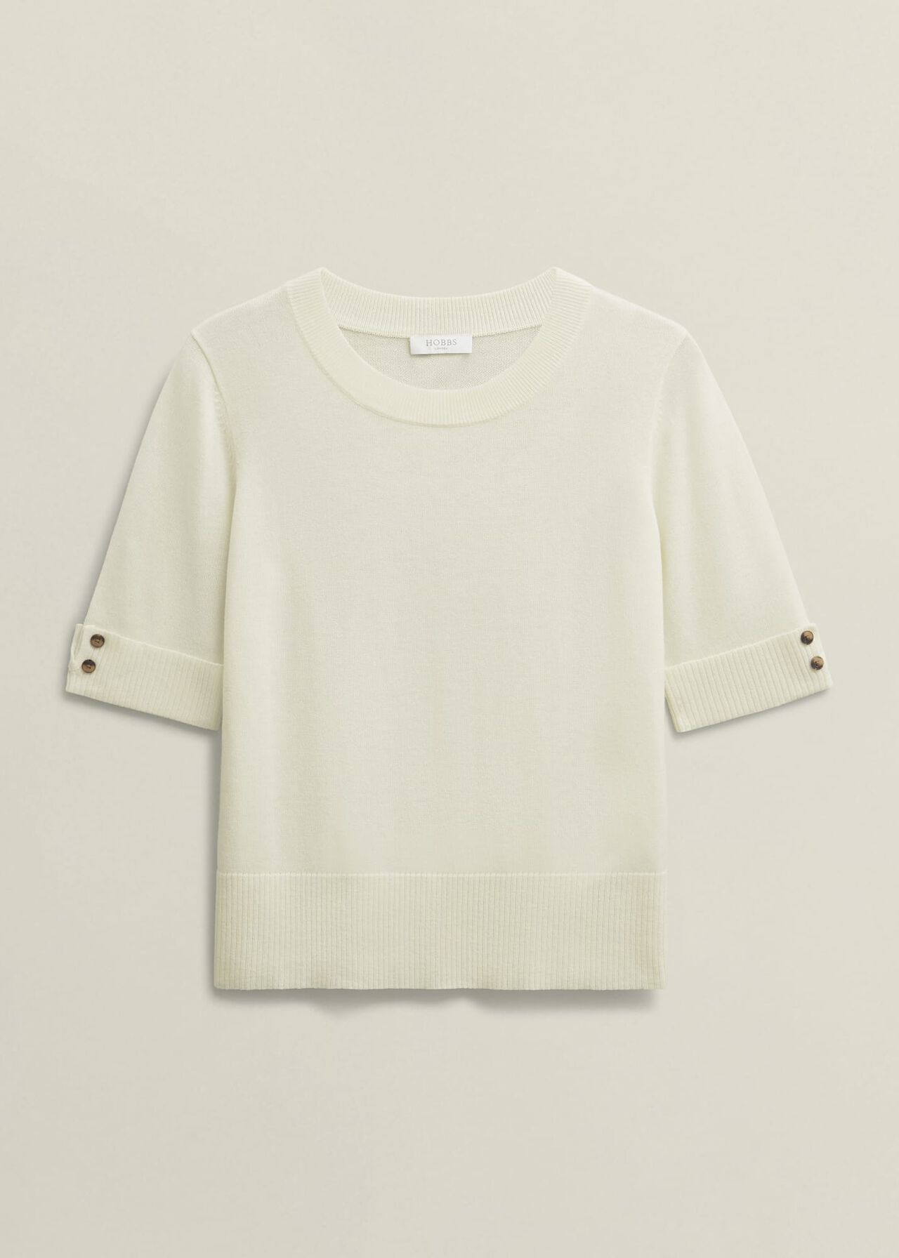 Leanne Knitted Top with Wool, Hobbs Ivory, hi-res