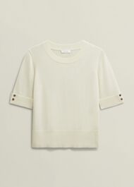 Leanne Knitted Top with Wool, Hobbs Ivory, hi-res