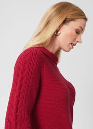 Camilla Cotton Jumper, Cranberry Pink, hi-res