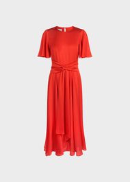 Leia Satin Fit And Flare Dress, Flame Red, hi-res