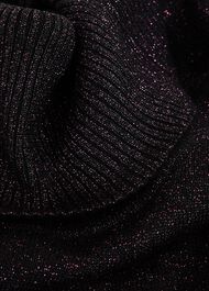 Olive Sparkle Roll Neck Jumper, Black Red, hi-res