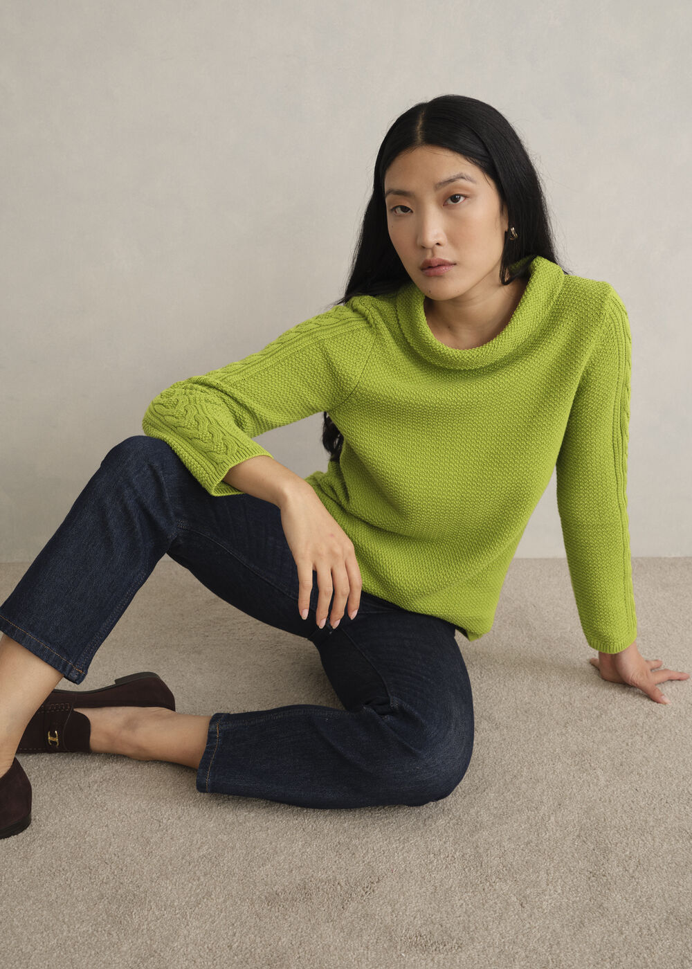 Camilla Cotton Jumper, Pear Green, hi-res