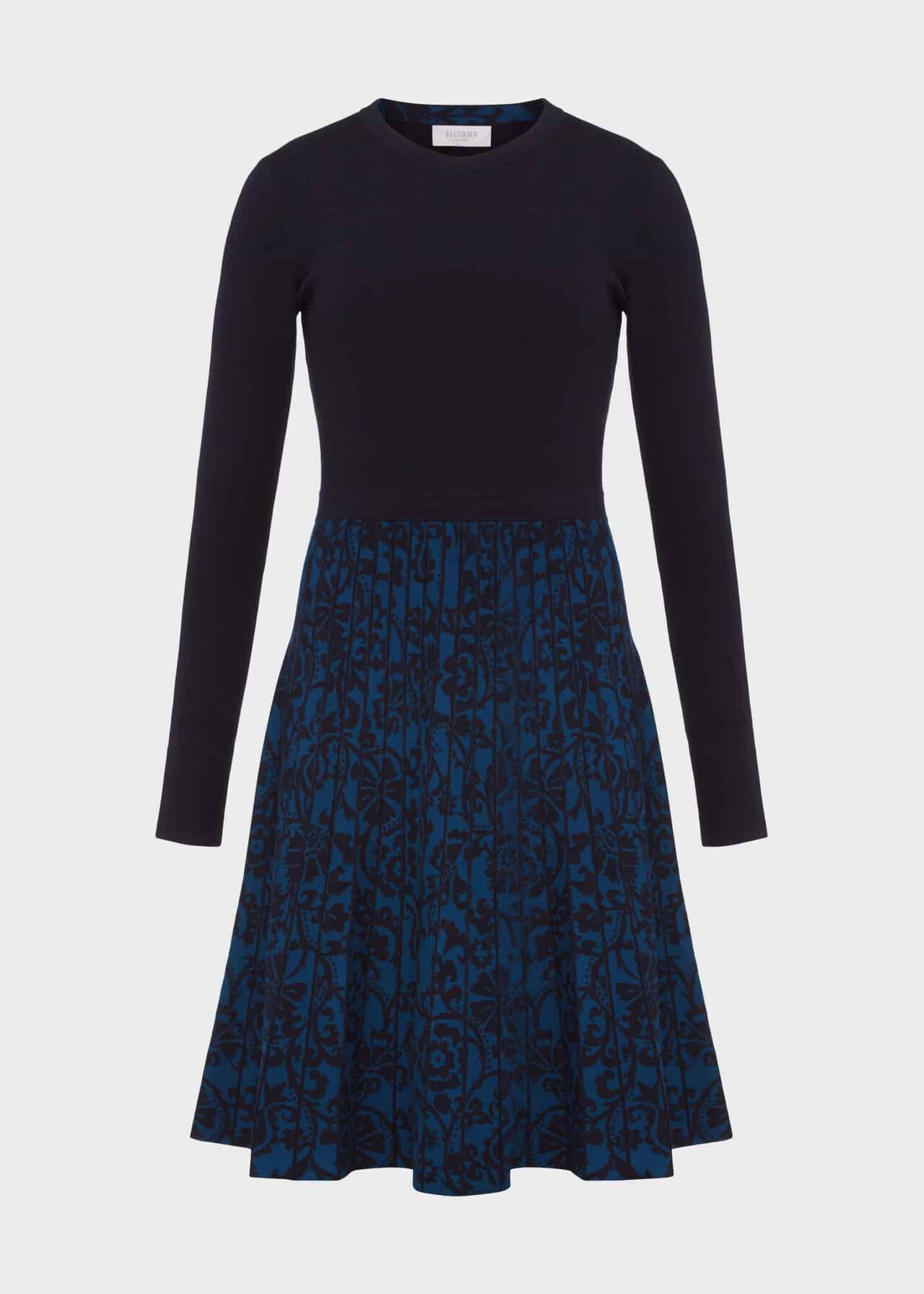 Gill Knitted Dress, Hobbs Navy Blue, hi-res