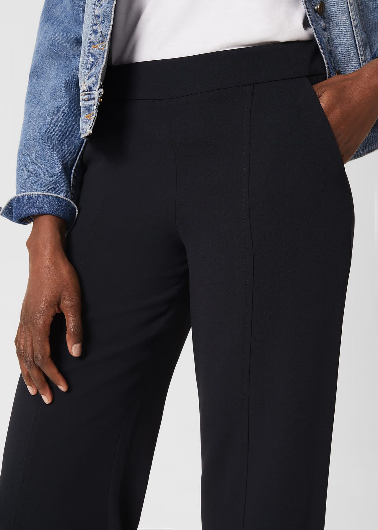 Lula Cropped Pants With Stretch, Navy, hi-res