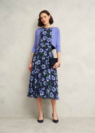 Carly Floral Printed Midi Dress, Midnight Multi, hi-res