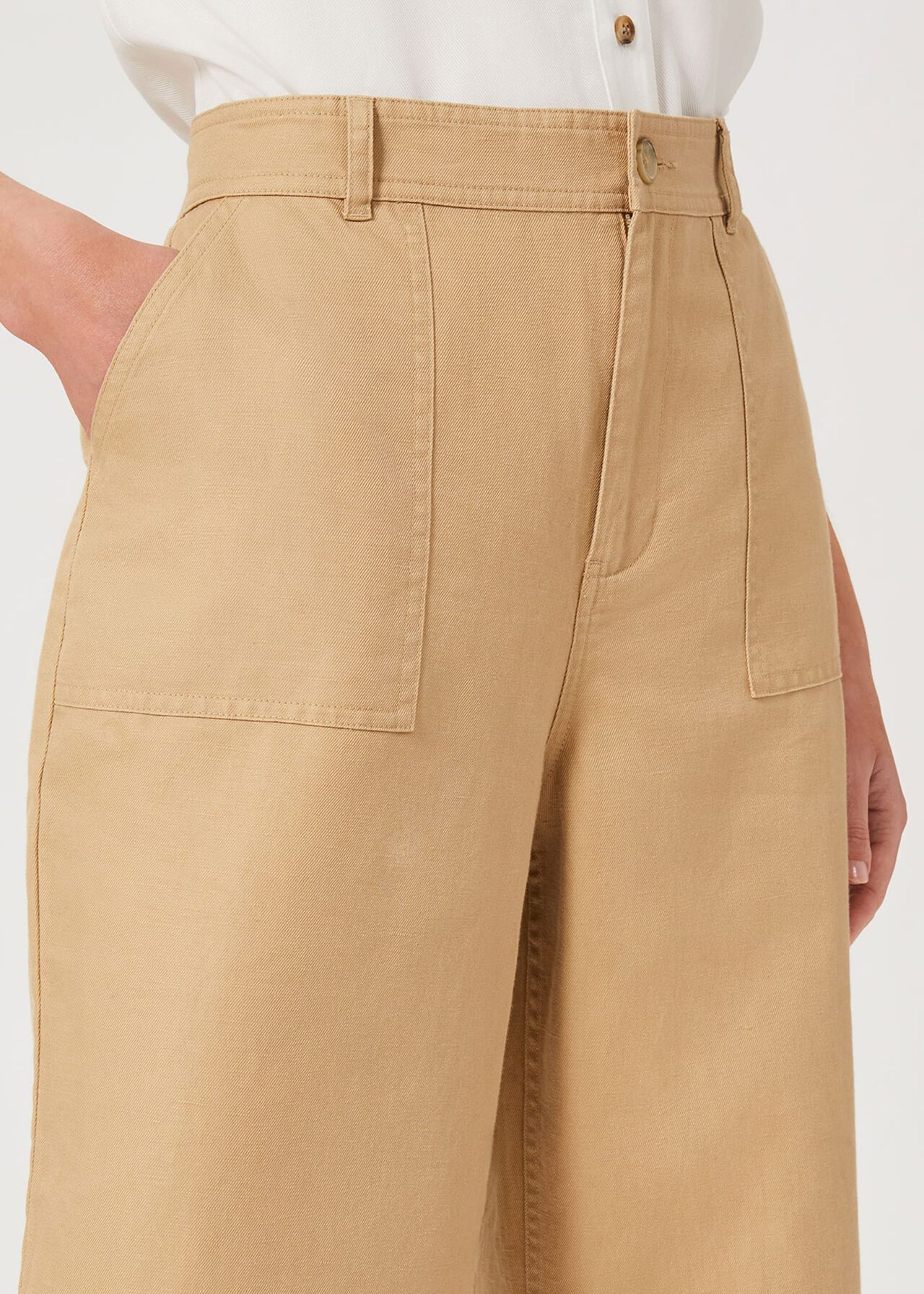 Luzia Wide Leg trousers With Linen, Neutral, hi-res
