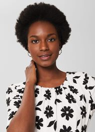 Viola Printed Top, White Black, hi-res