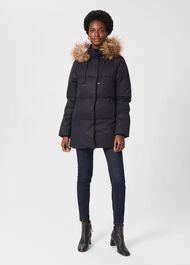 Lexie Puffer Jacket With Hood, Navy, hi-res